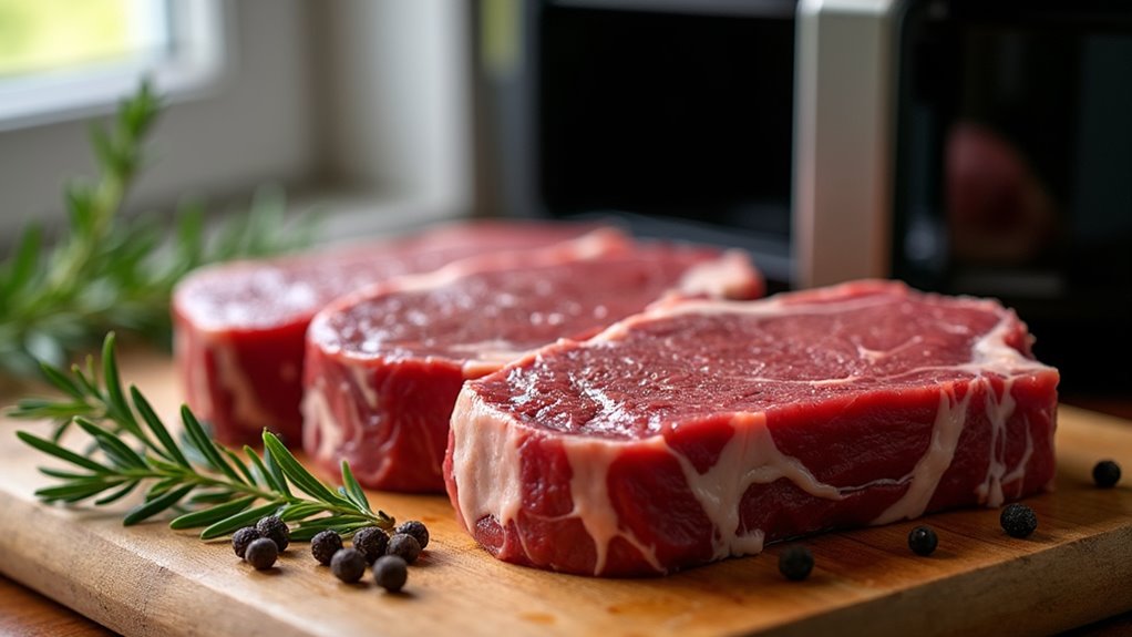 choosing thick marbled steaks