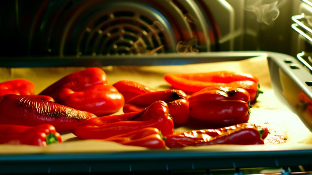 oven roasting red peppers