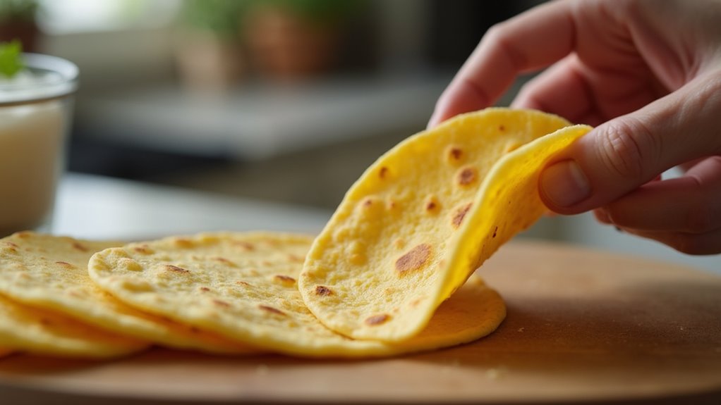 prepare corn tortilla triangles