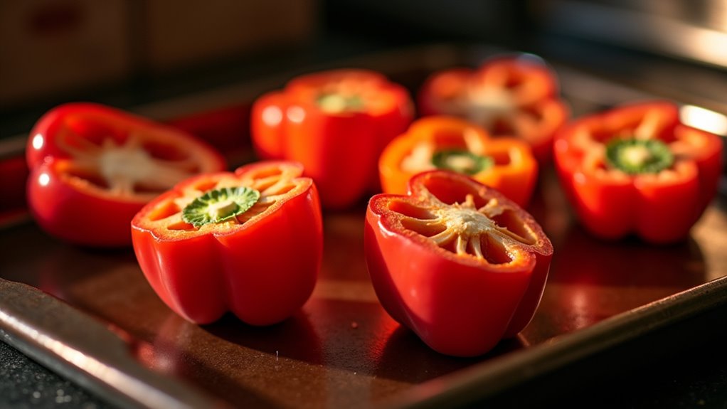 roast prepared bell peppers