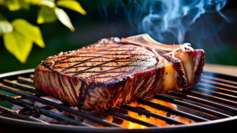 searing steak on grill