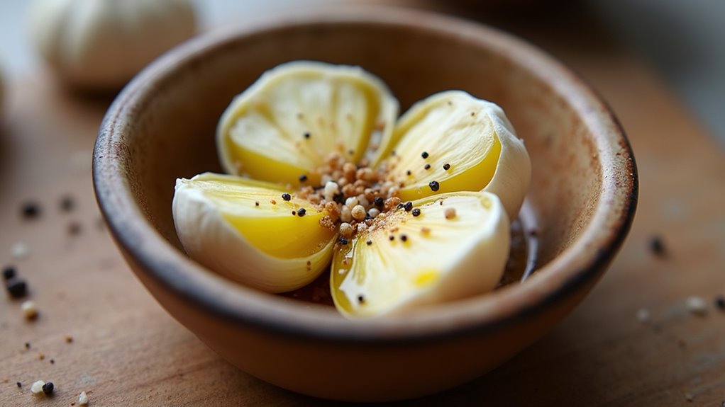 season garlic with oil