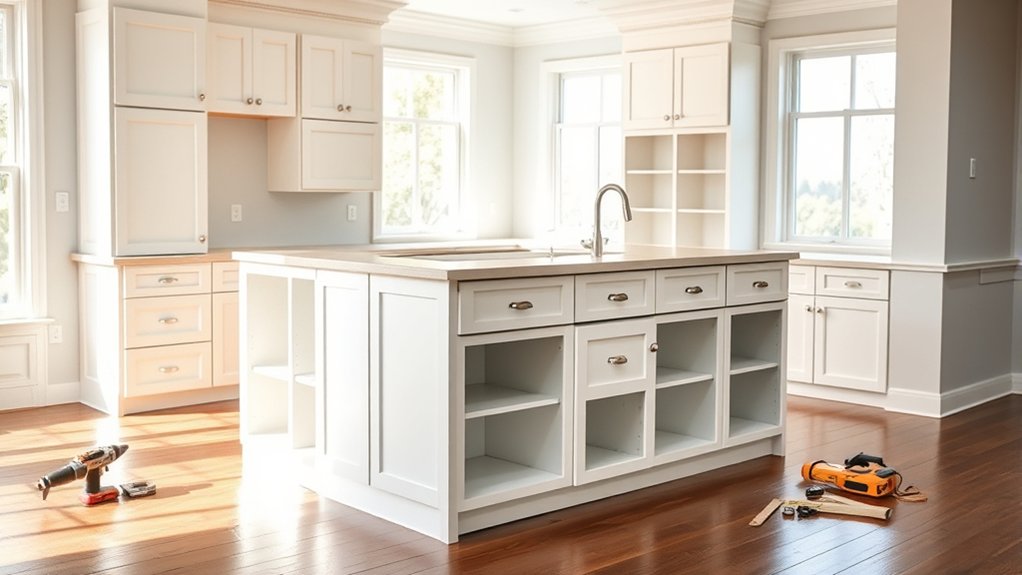 constructing a cabinet island