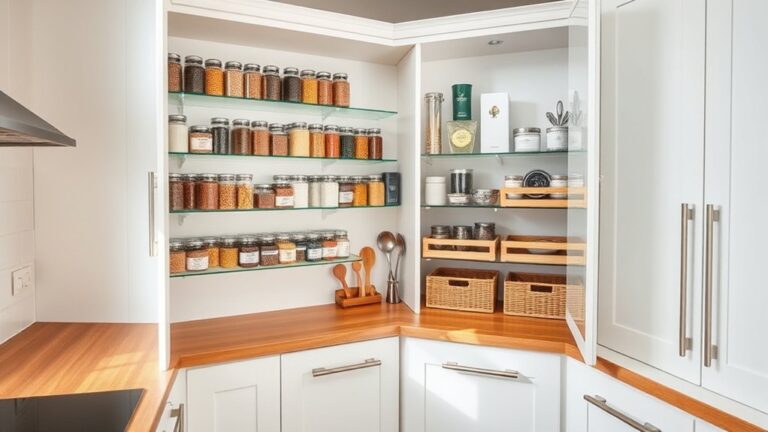 efficient corner cabinet organization