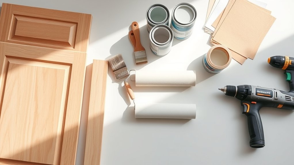 essential painting supplies gathered
