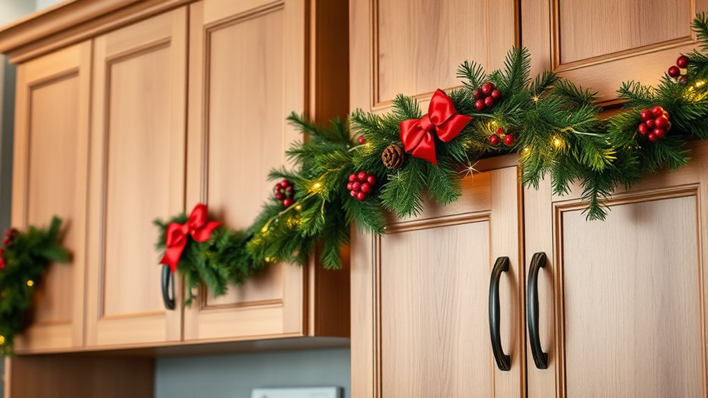 festive garland for cabinets