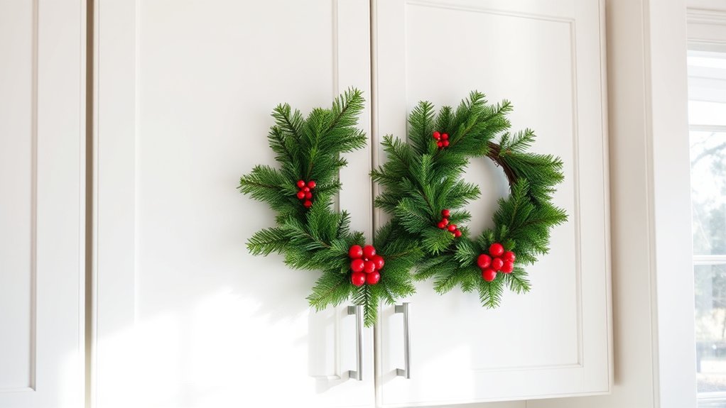 hang wreaths on cabinets