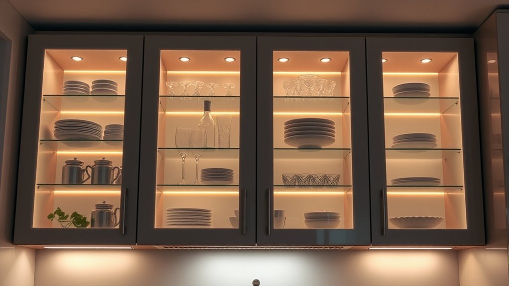 illuminate glass cabinet interiors
