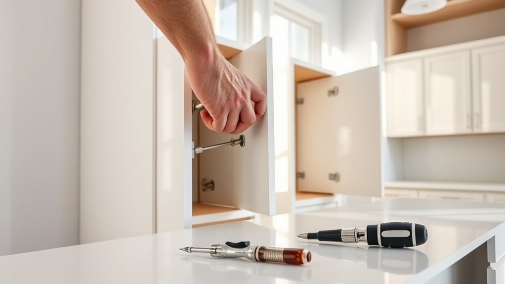 install and align cabinet doors