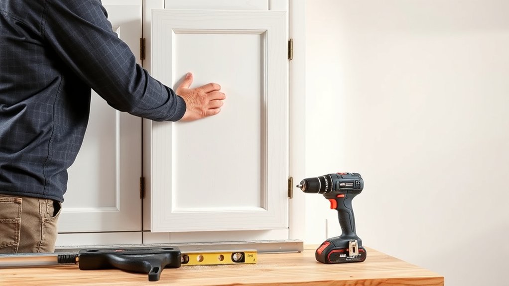 install cabinets securely level