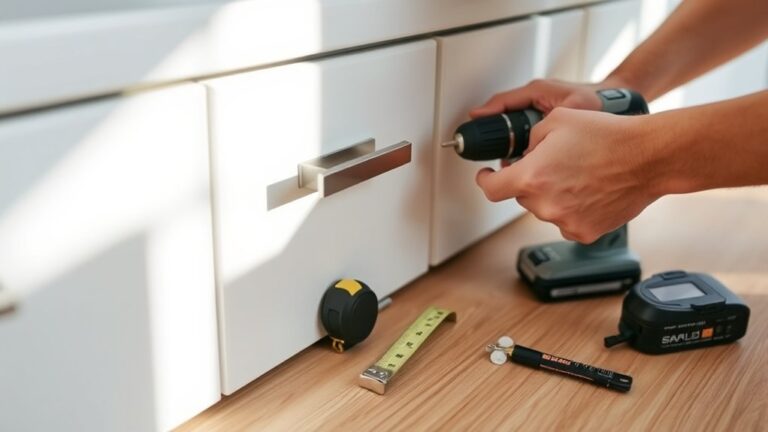 installing kitchen cabinet pulls