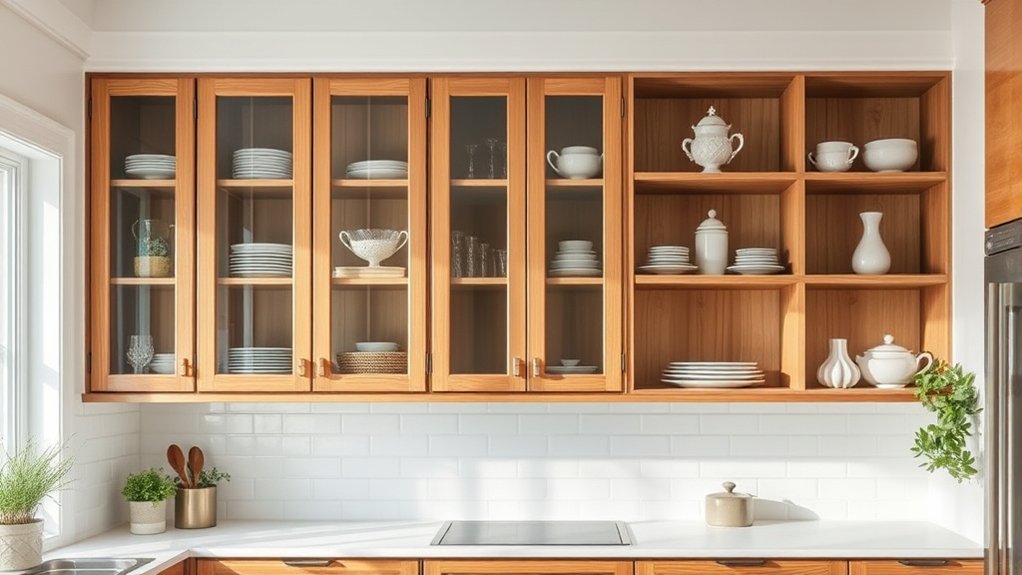 open shelving vs glass doors