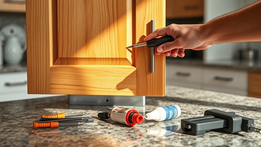 repairing kitchen cabinet damage