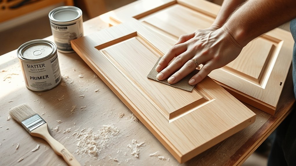 sand prime finish cabinets