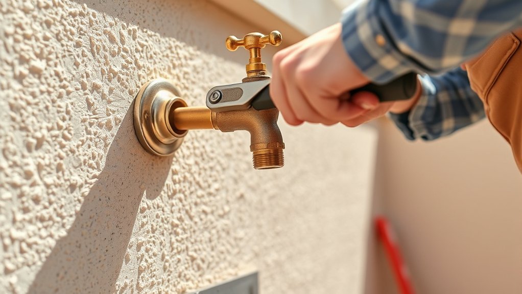 securely install outdoor faucet