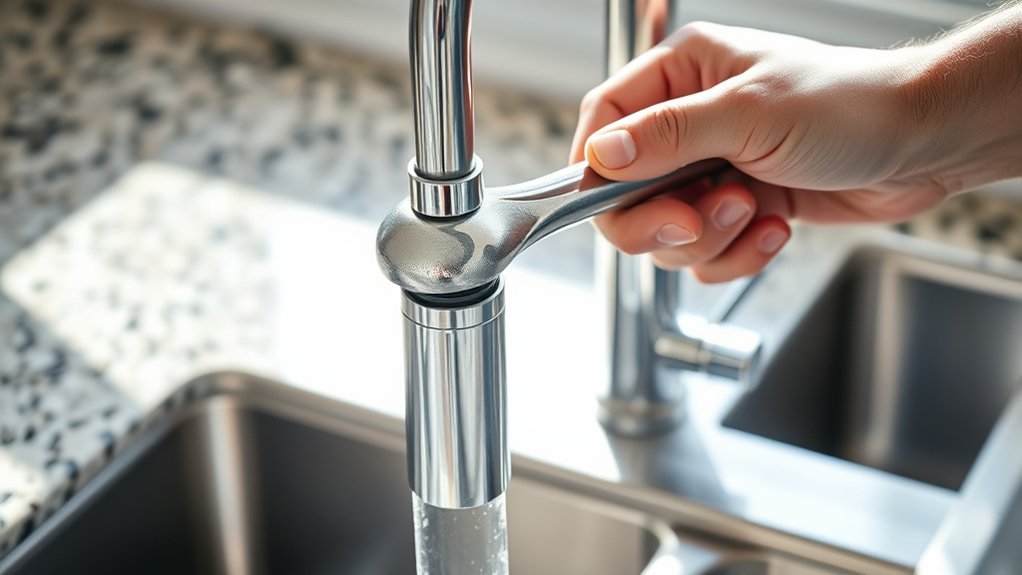 tighten kitchen faucet screws